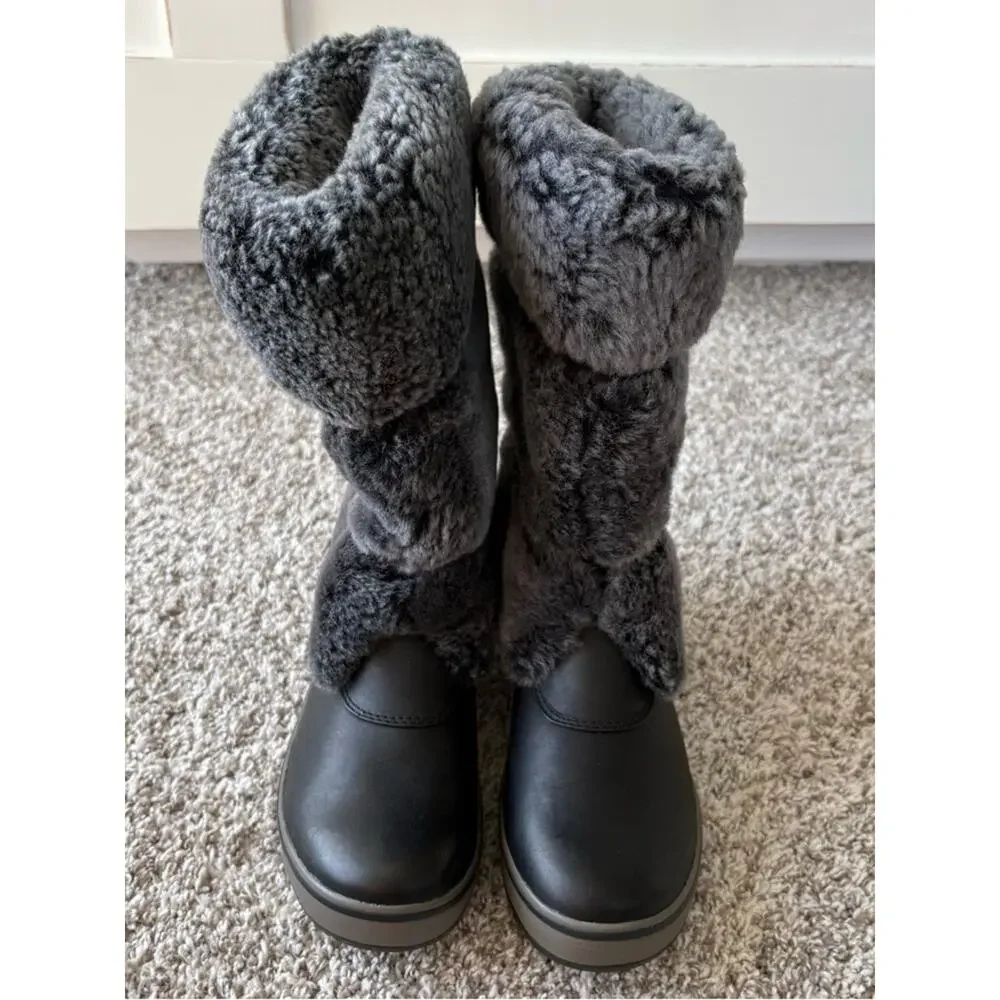 NIB UGG Women's Lilyan Shearling Winter Waterproof Boot Shoe Black Size 7
